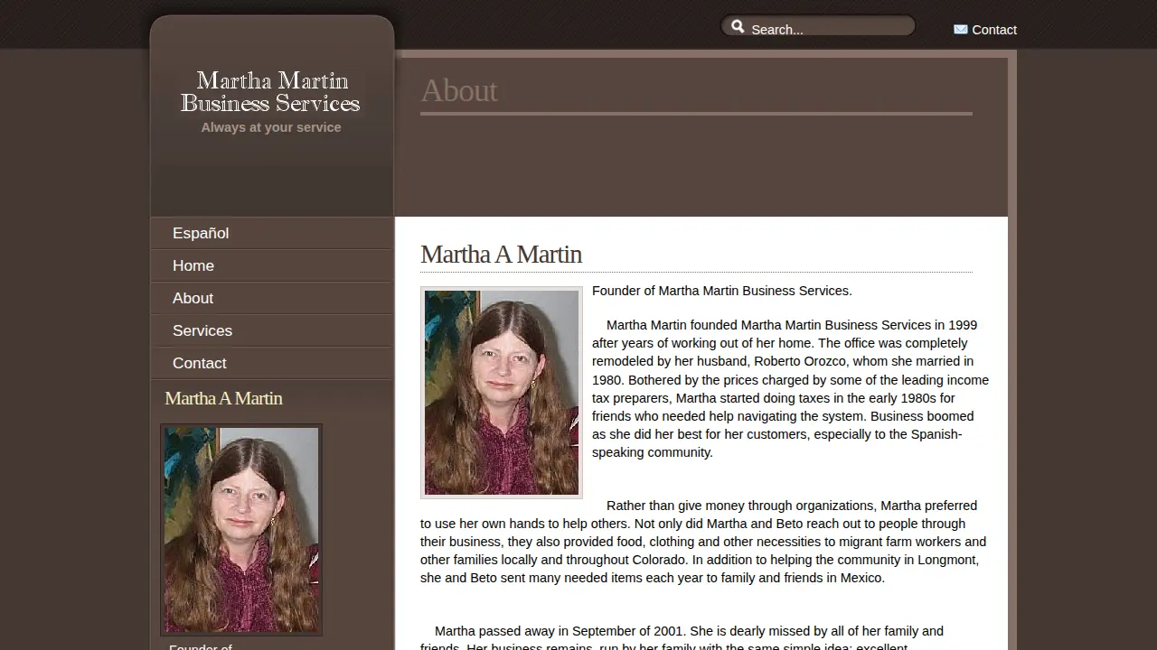 Martha Martin Business Services page