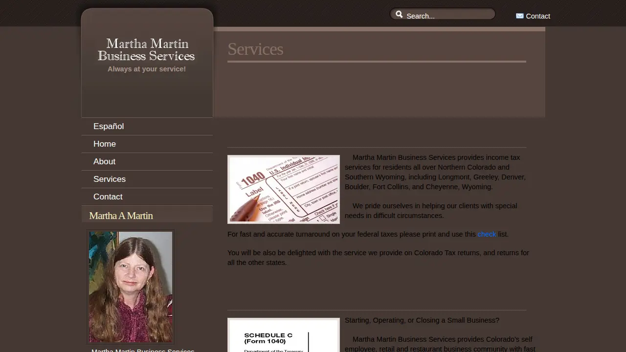 Martha Martin Business Services page