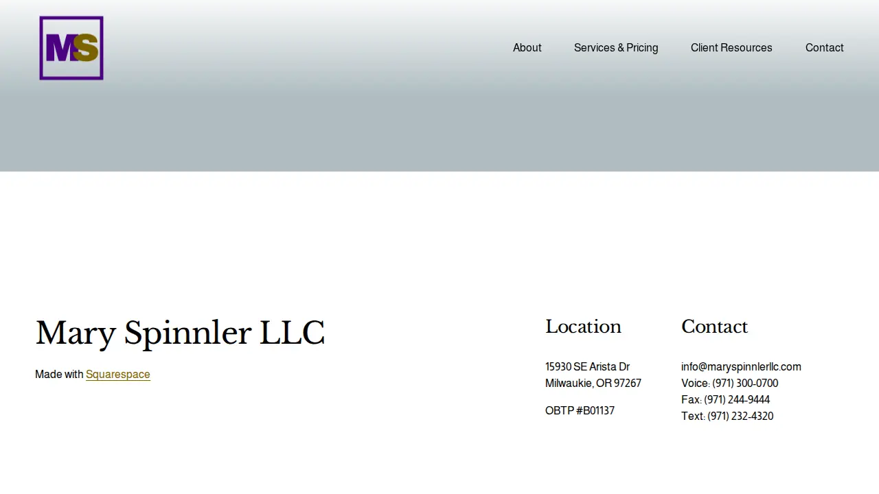 Mary Spinnler LLC page