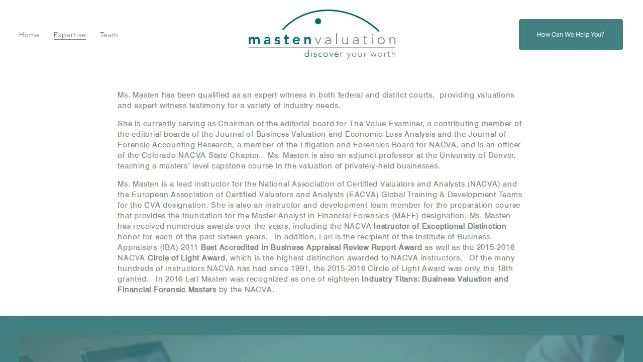 Masten Valuation page