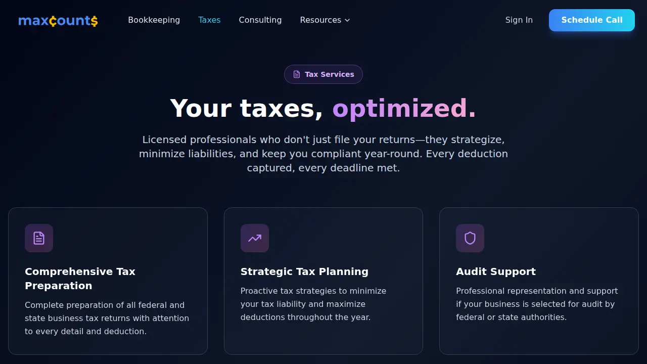 MaxCounts LLC page