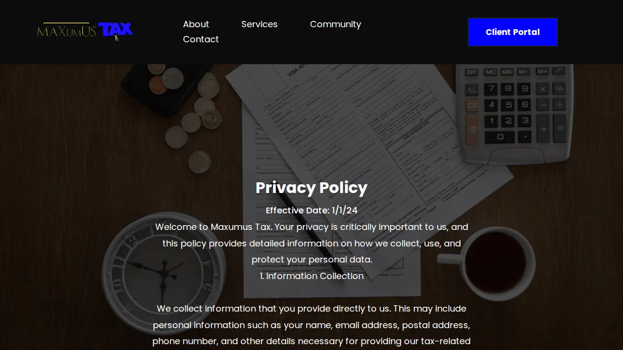 Maxumus TAX page
