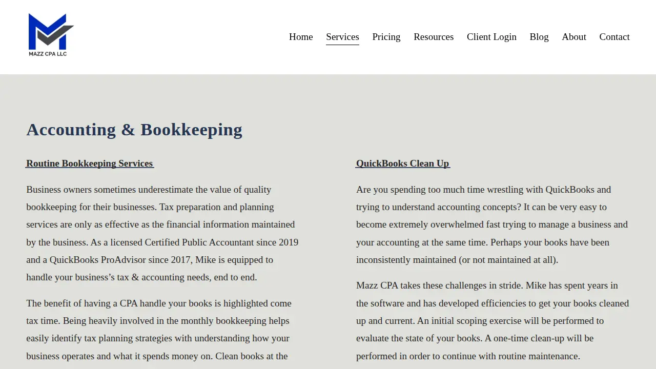 Mazz CPA PLLC page