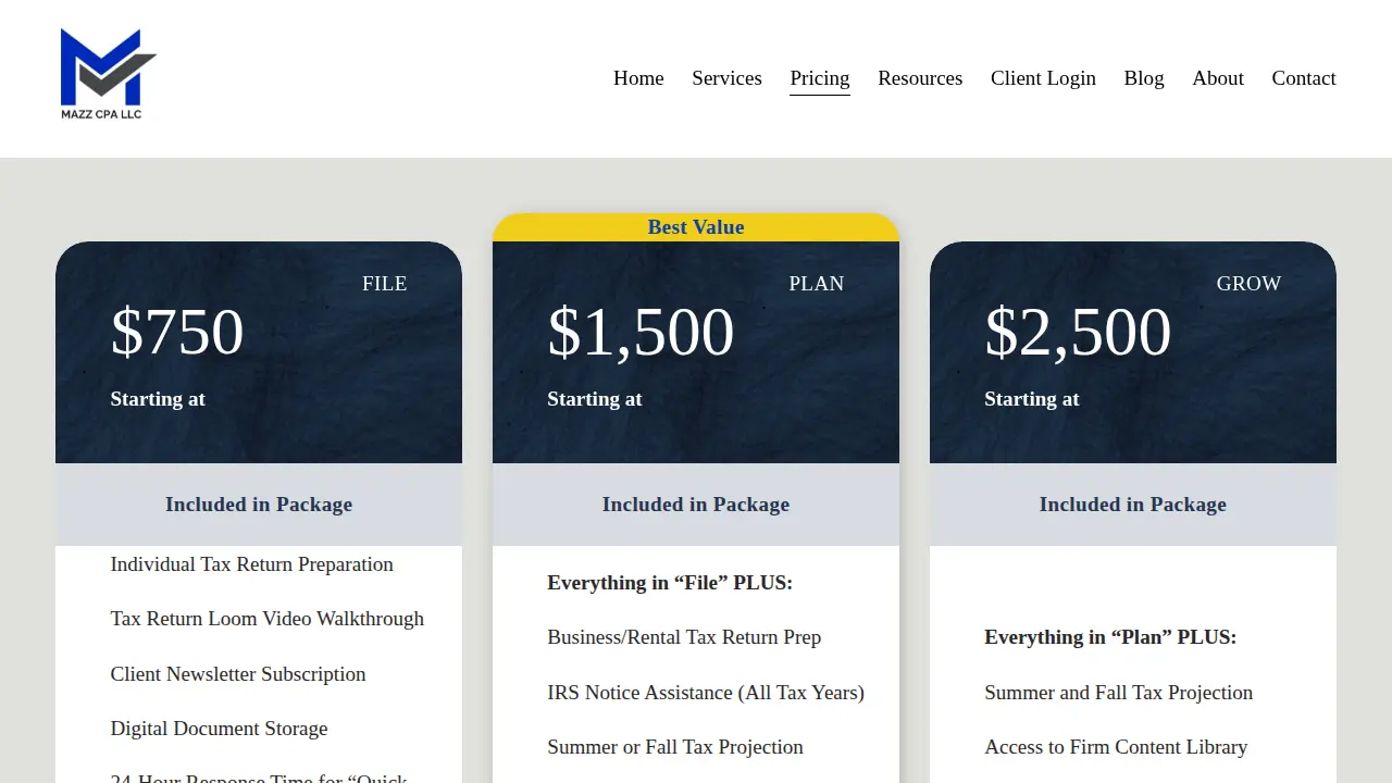 Mazz CPA PLLC page
