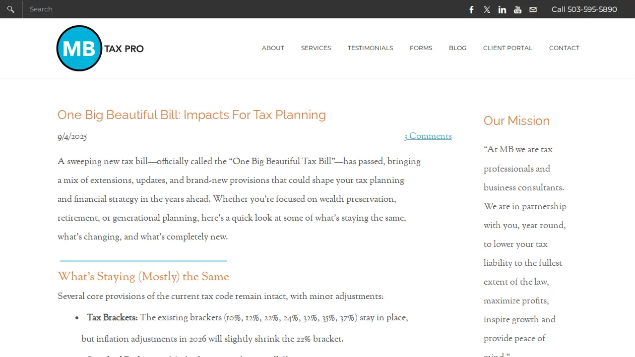 MB Tax Pro page