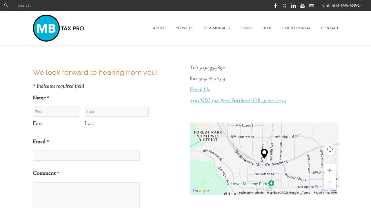 MB Tax Pro page