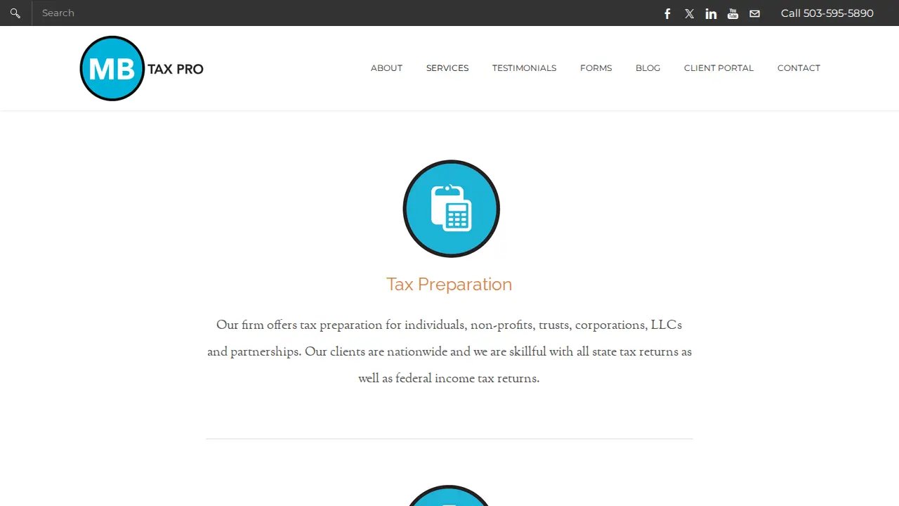 MB Tax Pro page
