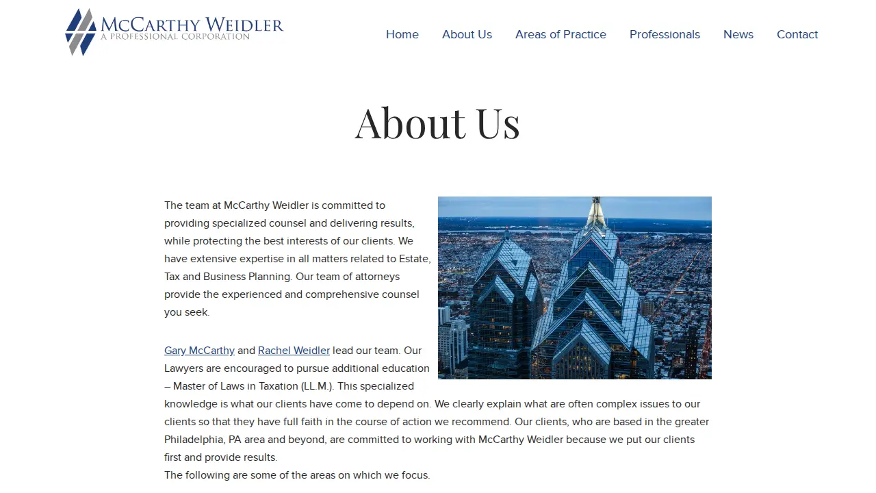 McCarthy Weidler P.C. page