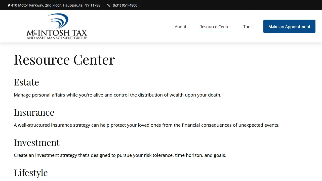MCINTOSH TAX AND ASSET MANAGEMENT GROUP page