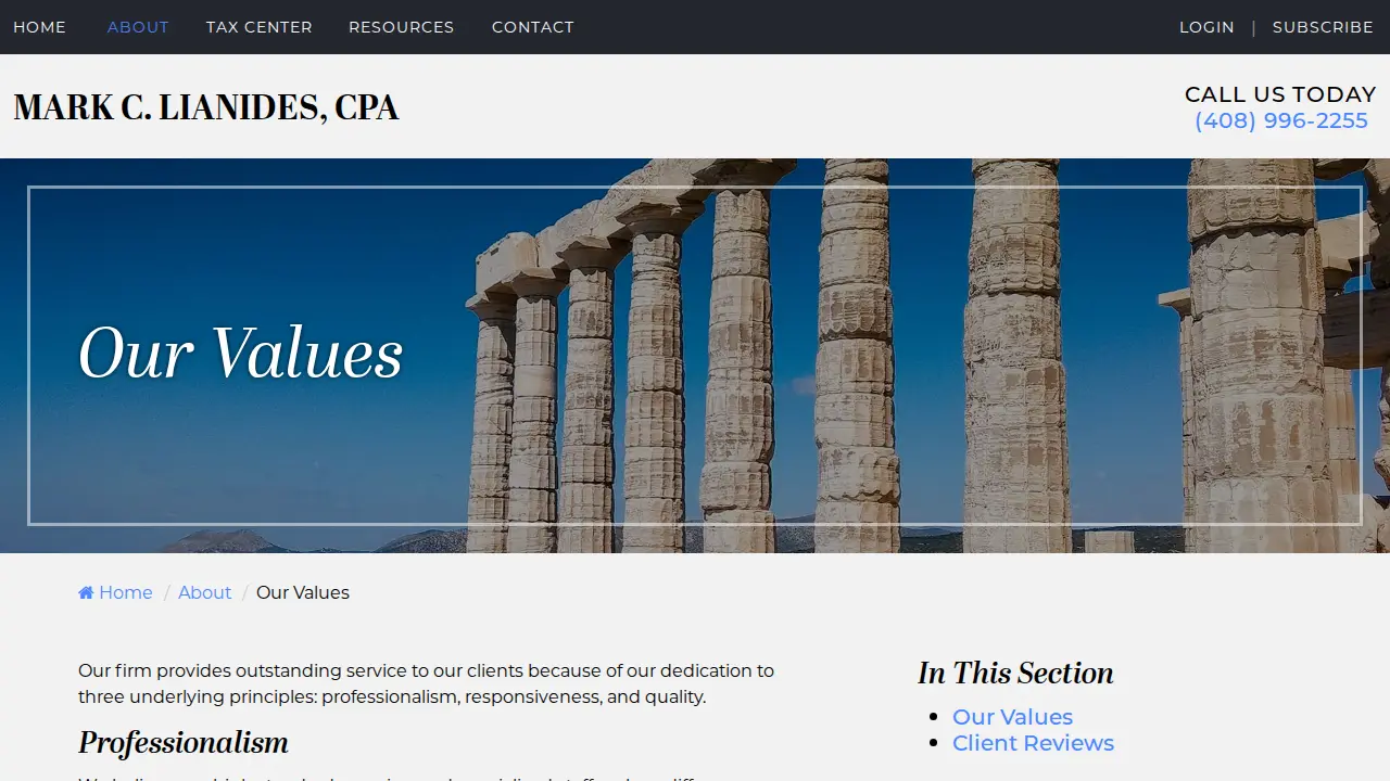 Mark C. Lianides CPA page