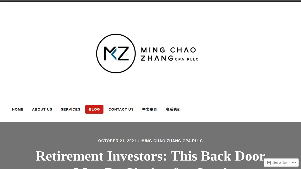 张明朝会计事务所 Ming Chao Zhang CPA PLLC page