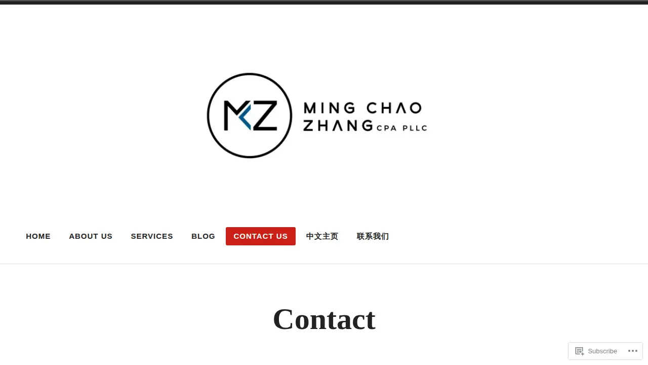 张明朝会计事务所 Ming Chao Zhang CPA PLLC page
