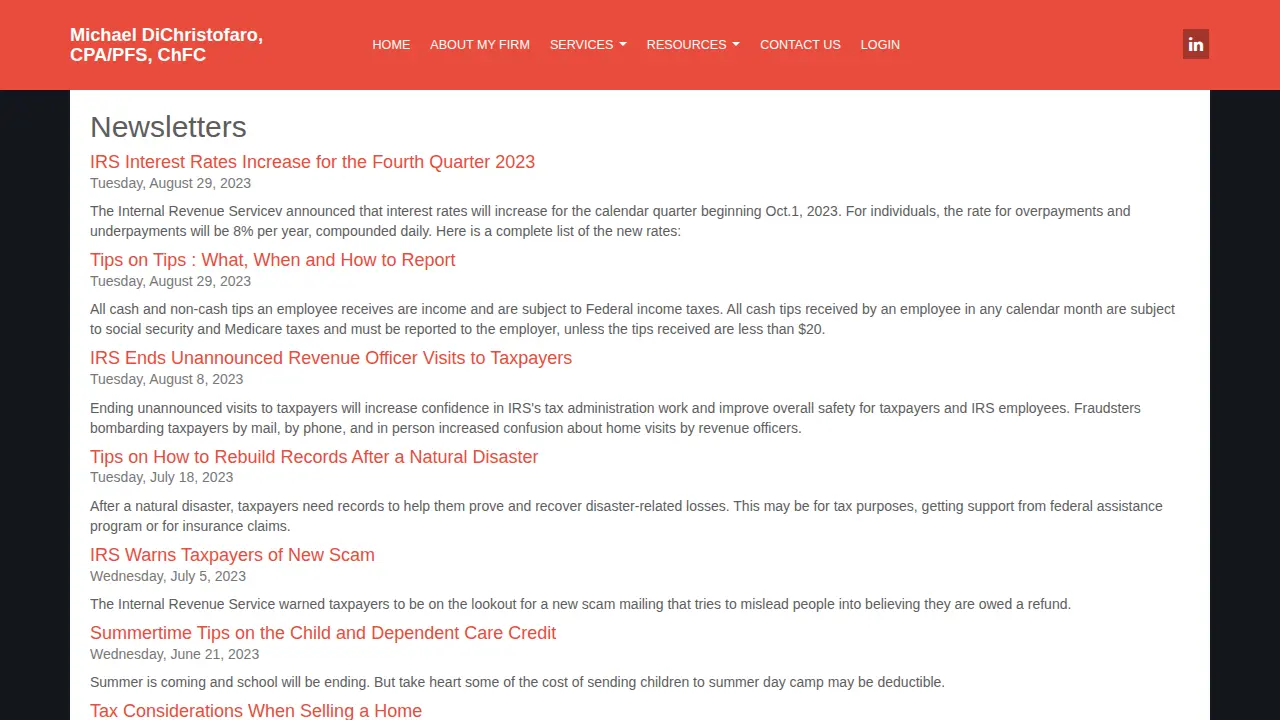 Michael DiChristofaro CPA/PFS, ChFC page