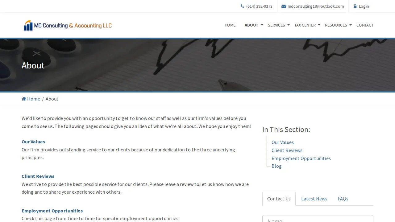 MD Consulting & Accounting LLC page