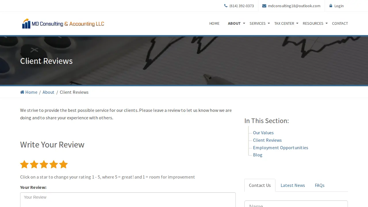 MD Consulting & Accounting LLC page