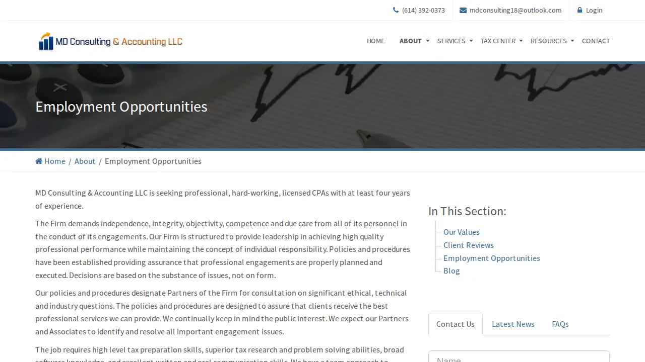 MD Consulting & Accounting LLC page