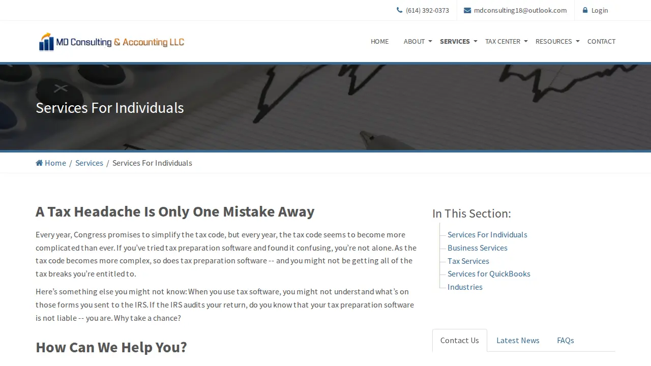 MD Consulting & Accounting LLC page