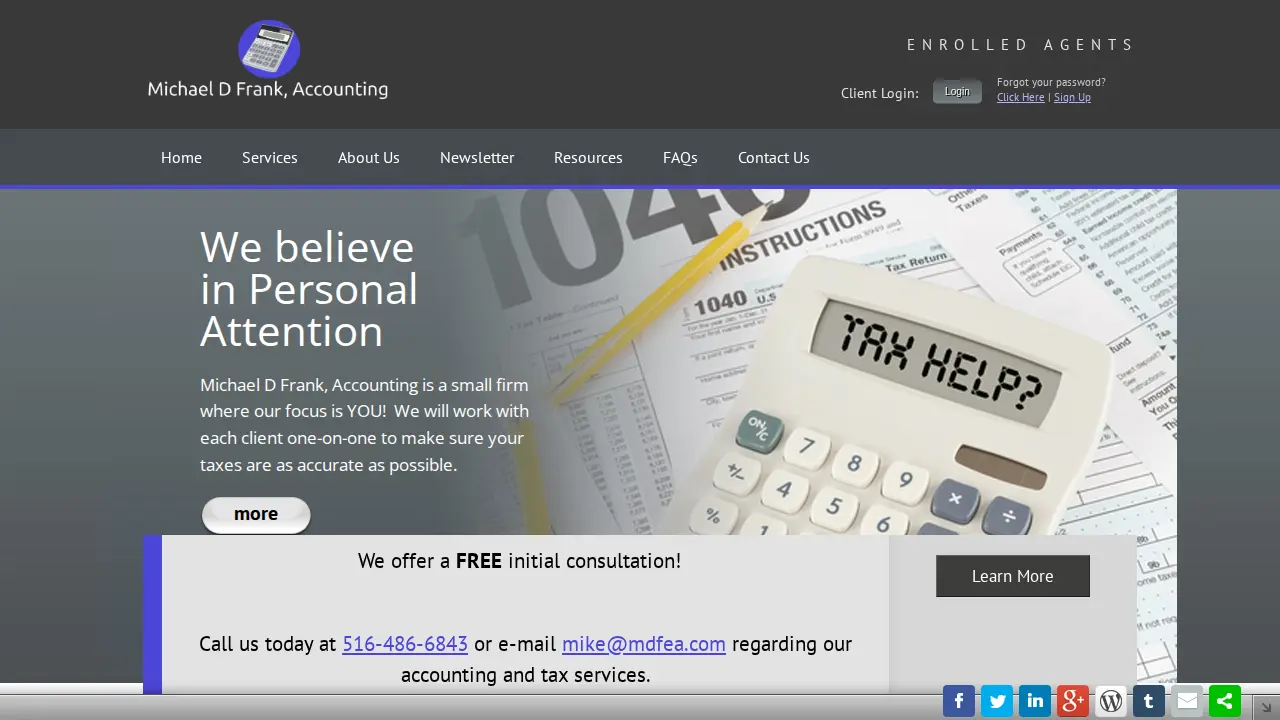 Michael D Frank, Accounting page