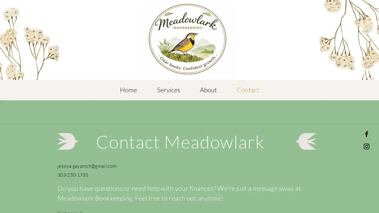Meadowlark Bookkeeping page