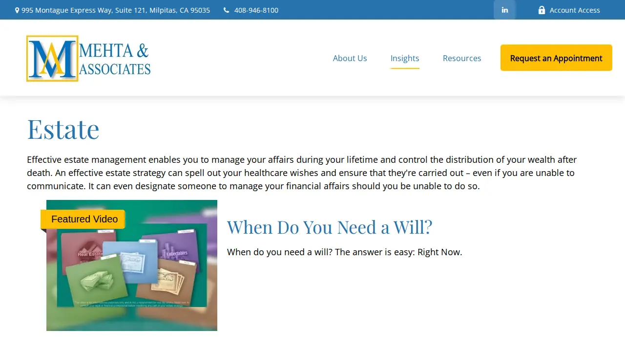 Mehta & Associates page