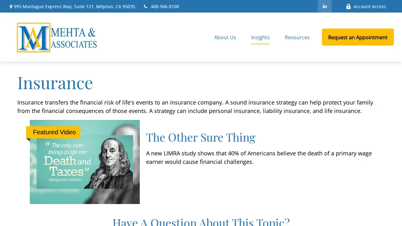 Mehta & Associates page