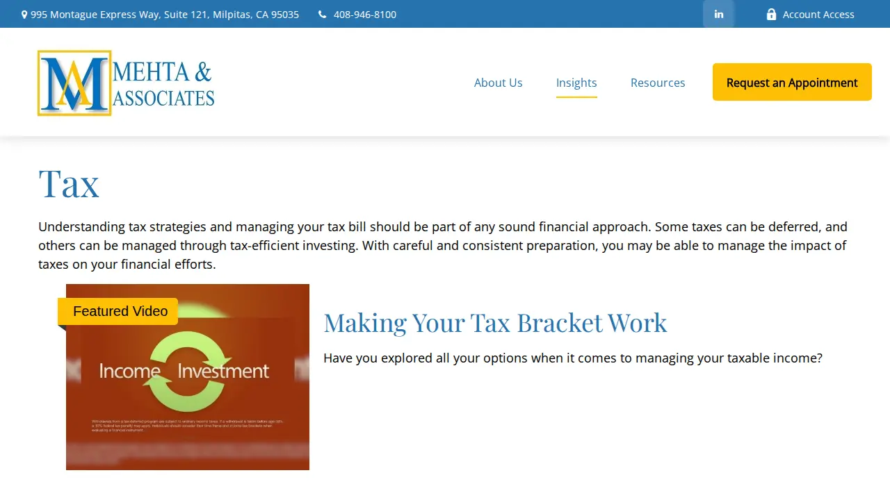 Mehta & Associates page