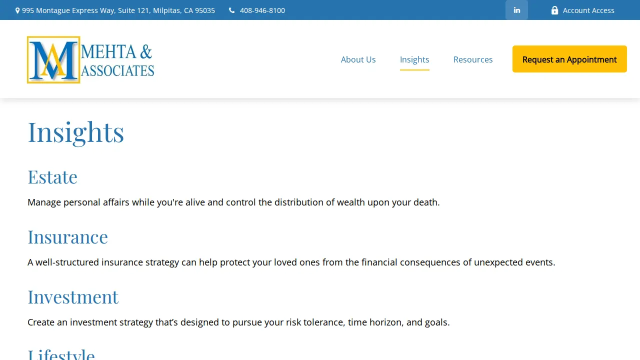 Mehta & Associates page
