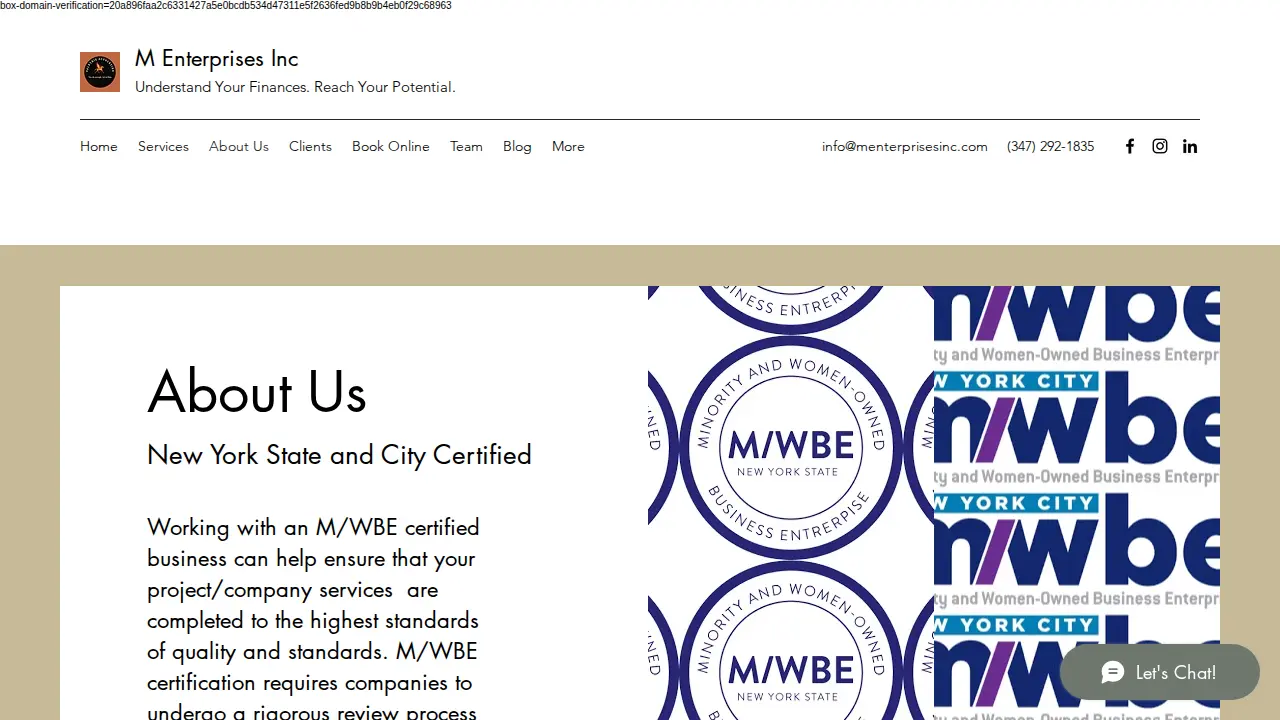 M. Enterprises Inc. page