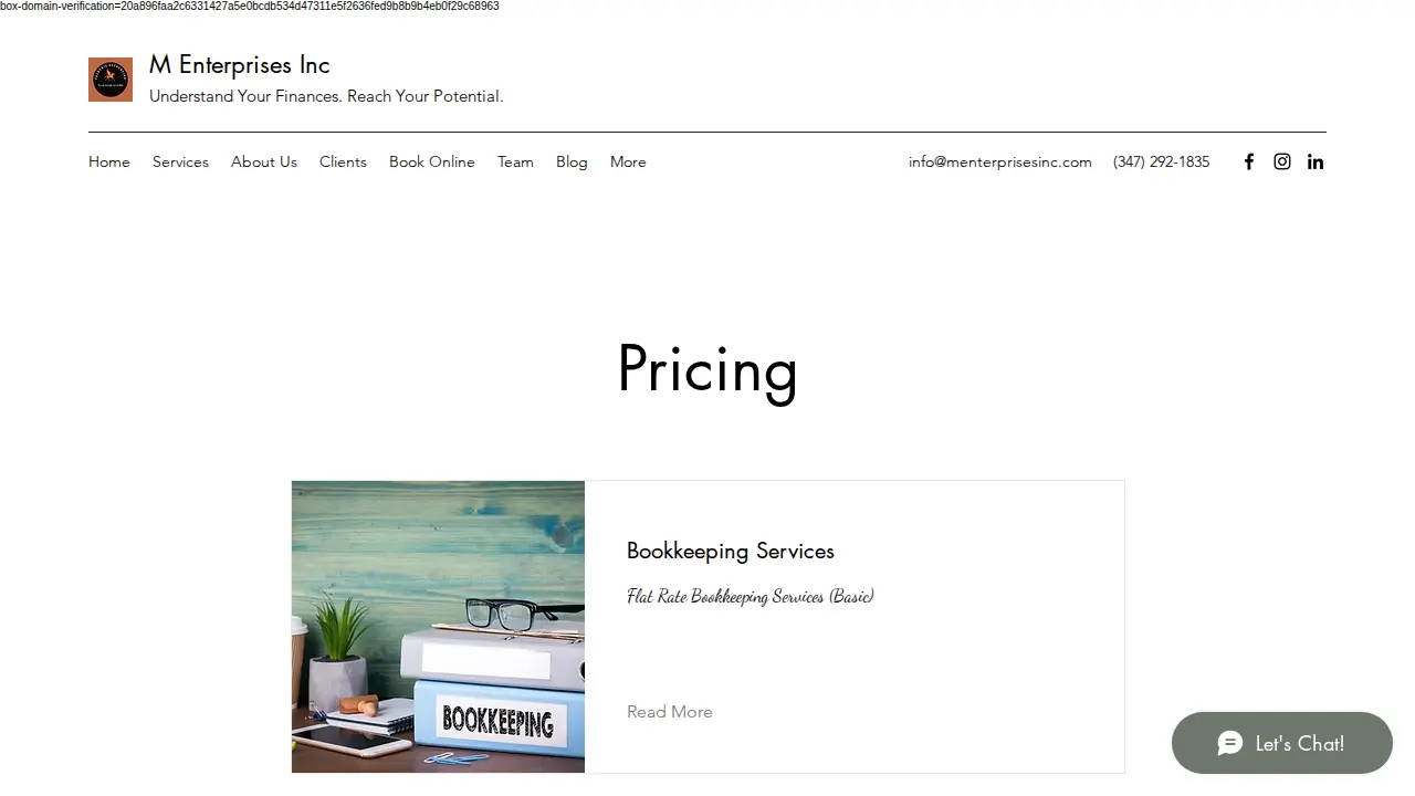 M. Enterprises Inc. page