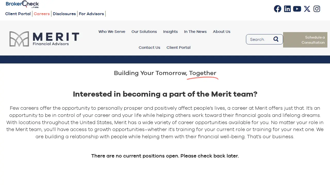 Merit Financial Advisors page