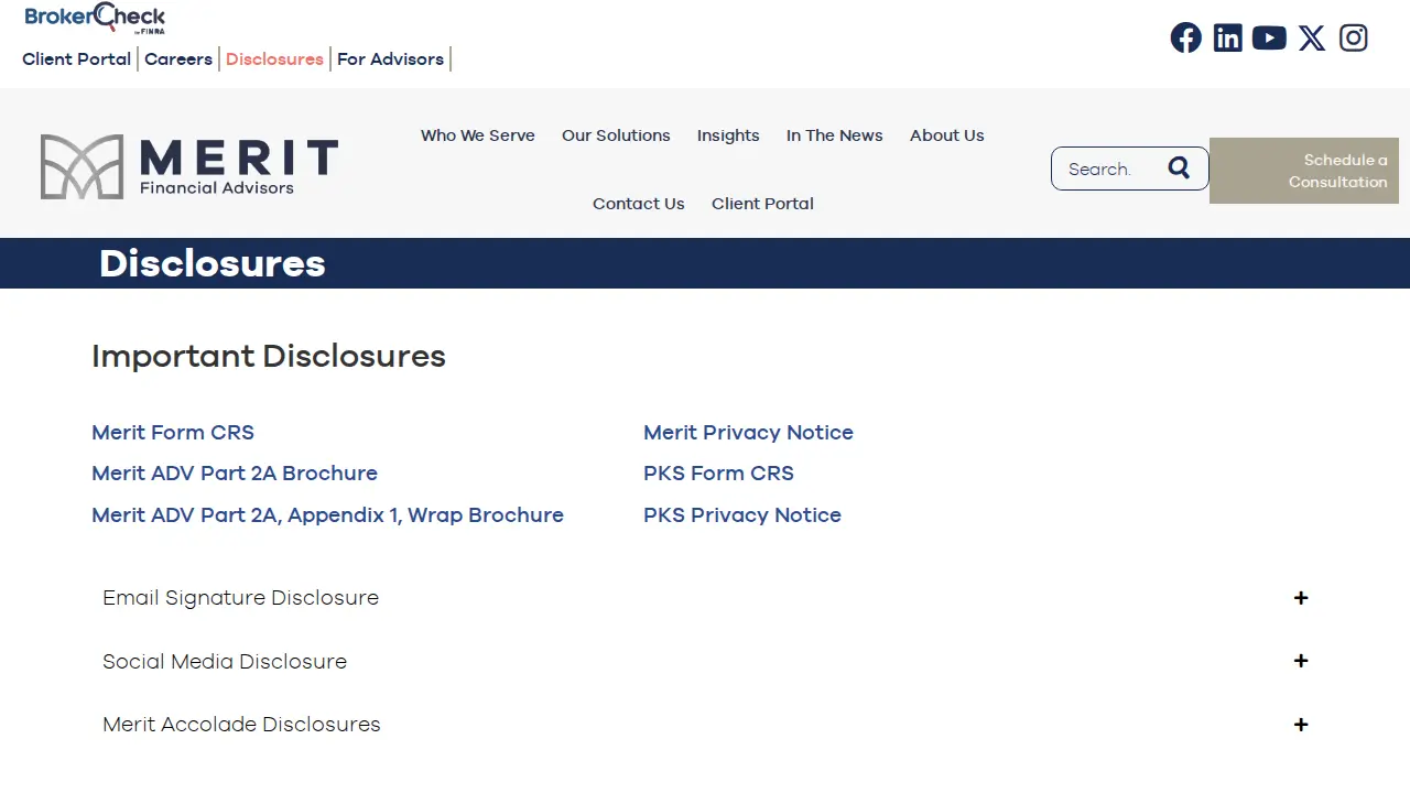 Merit Financial Advisors page
