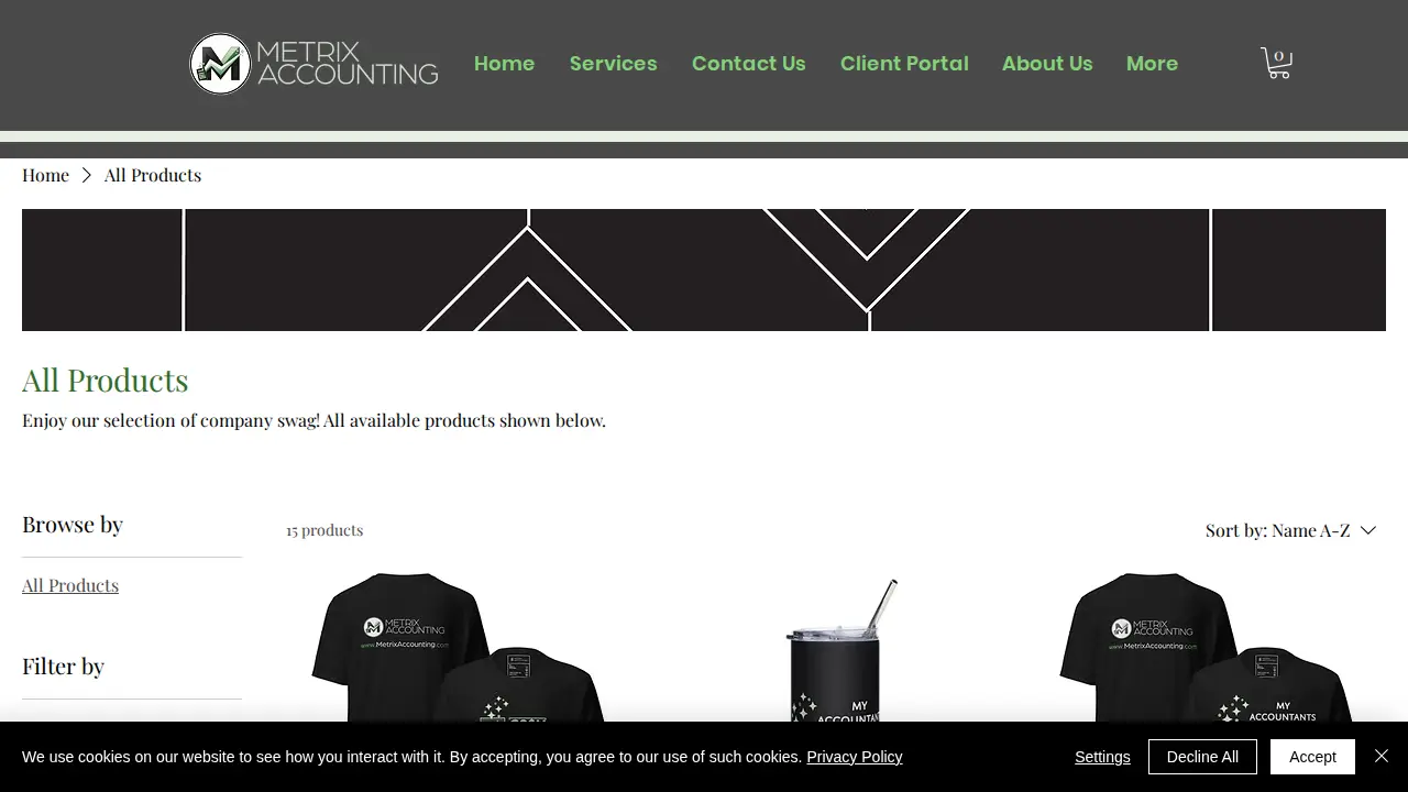 Metrix Accounting page
