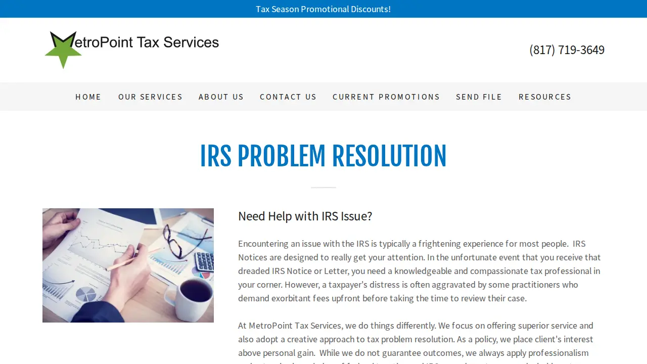 Metropoint Tax Services page