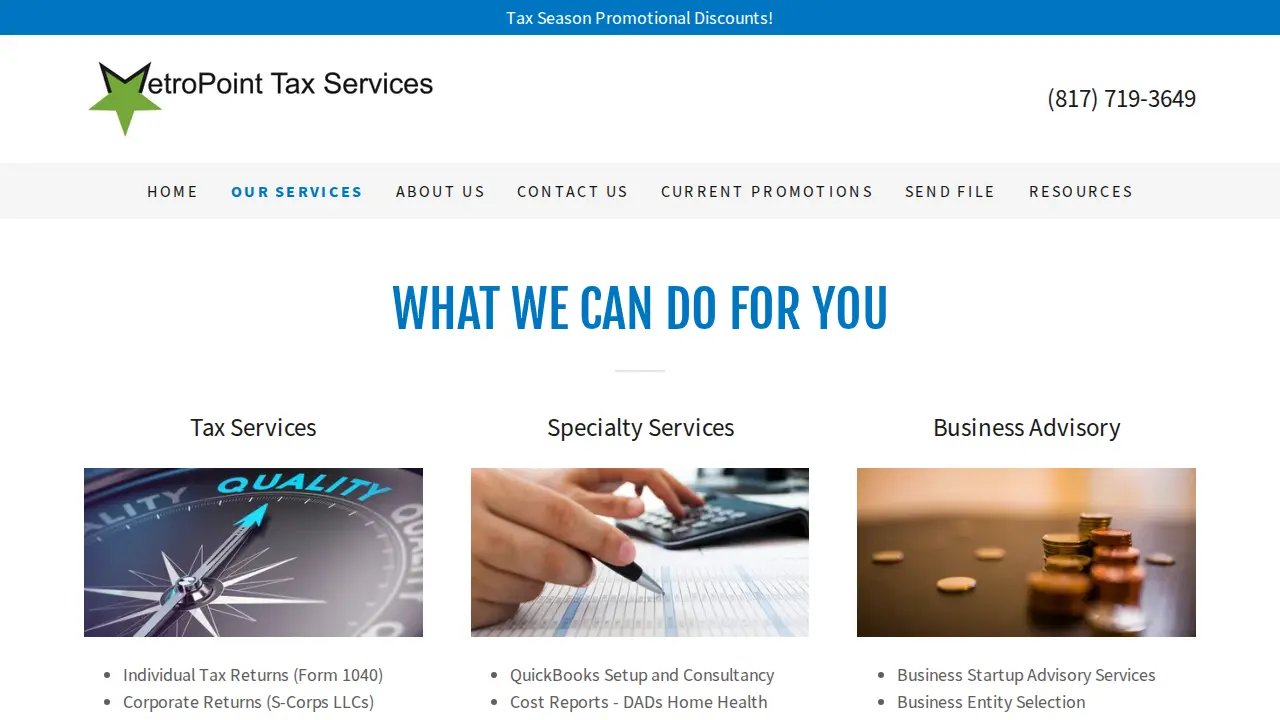 Metropoint Tax Services page