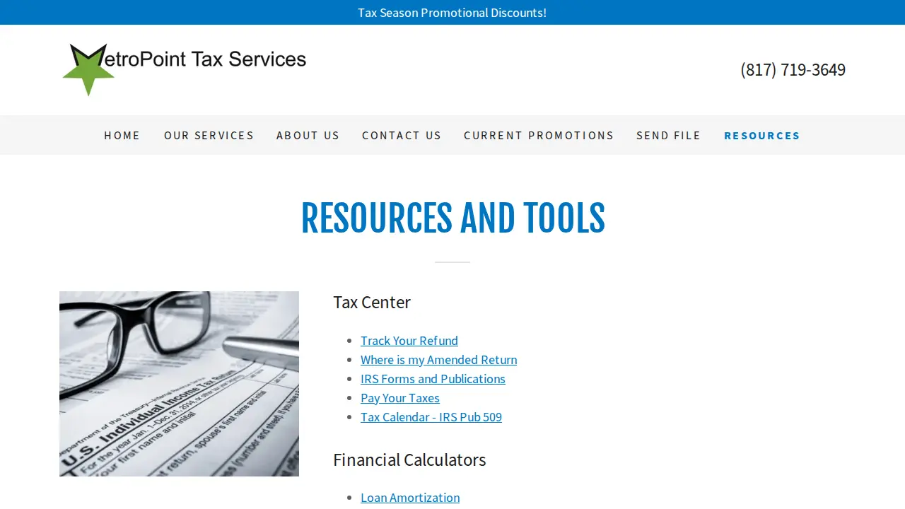 Metropoint Tax Services page