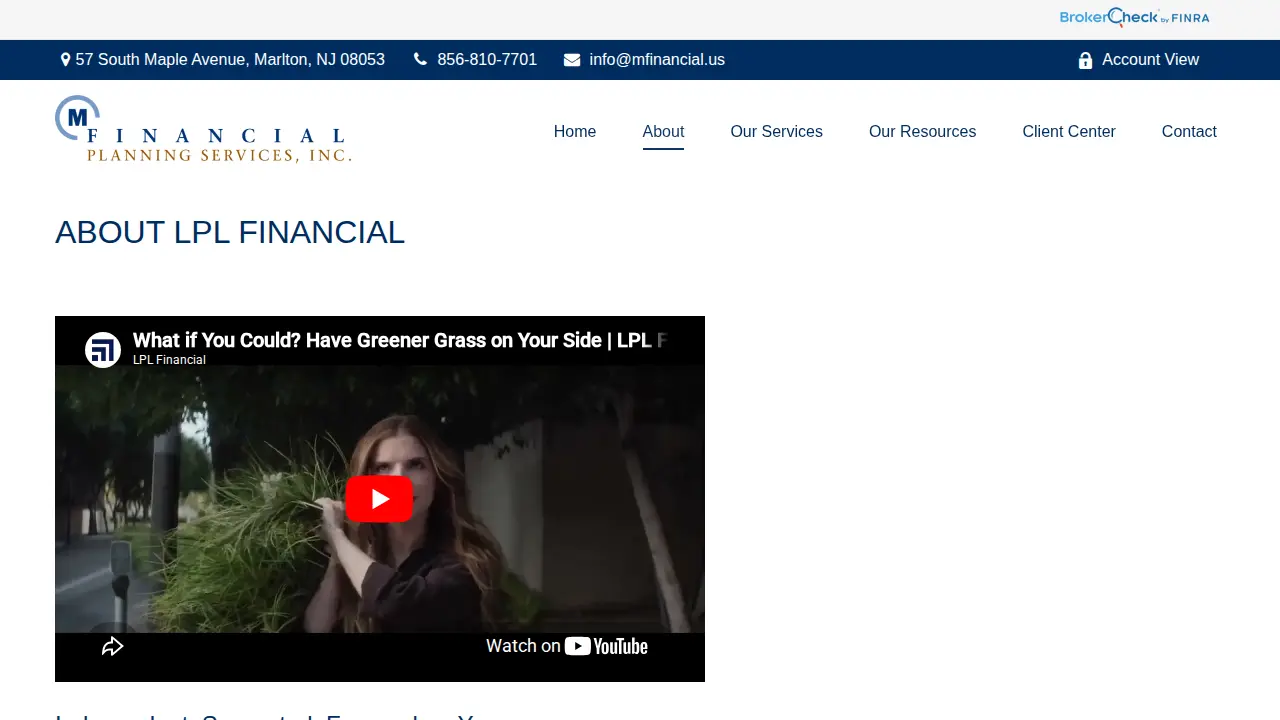 M Financial Planning Services Inc page