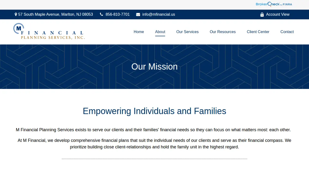M Financial Planning Services Inc page