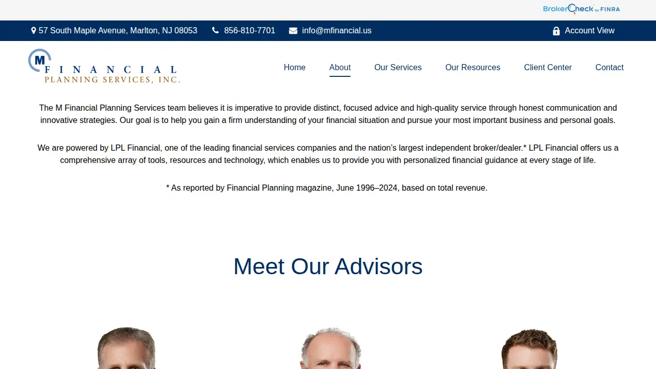 M Financial Planning Services Inc page