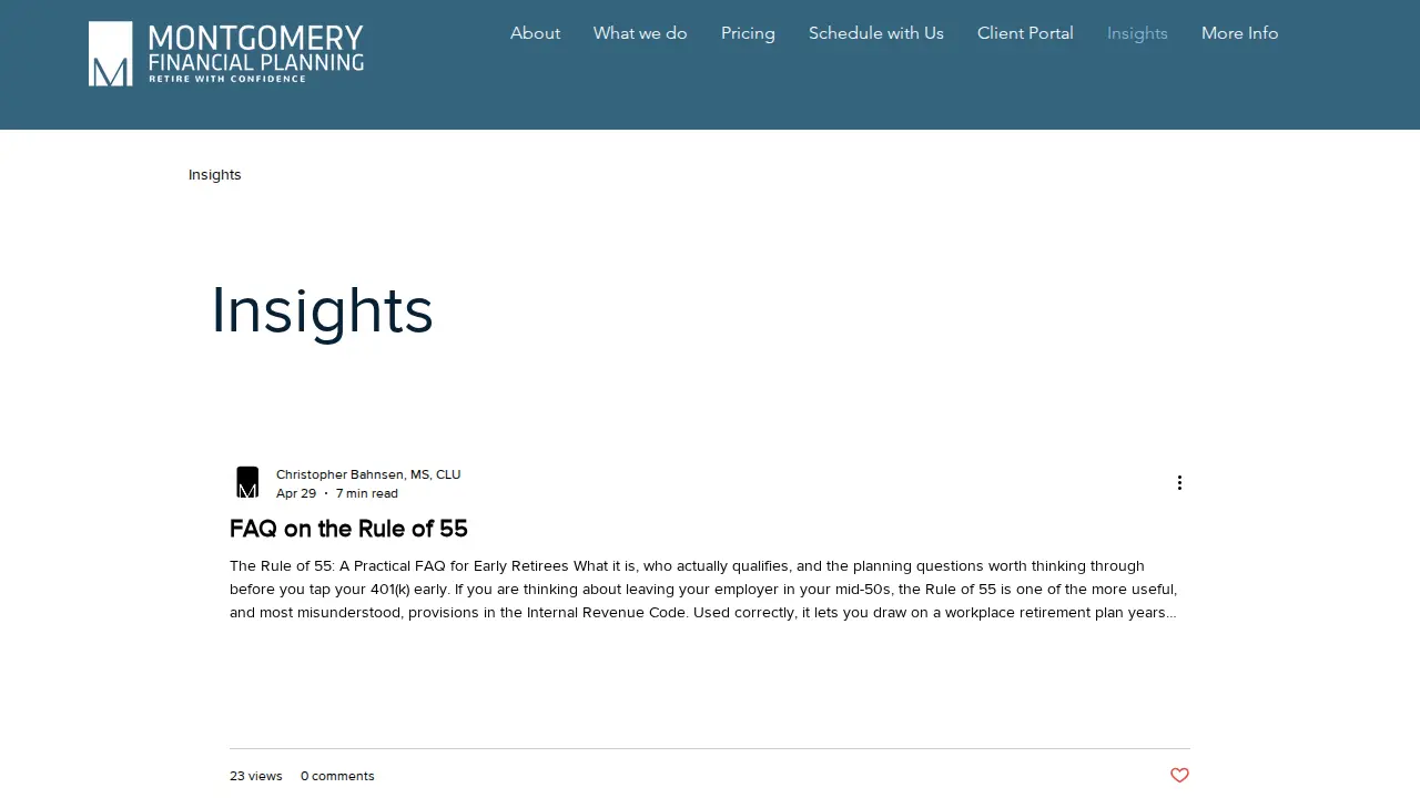 Montgomery Financial Planning page