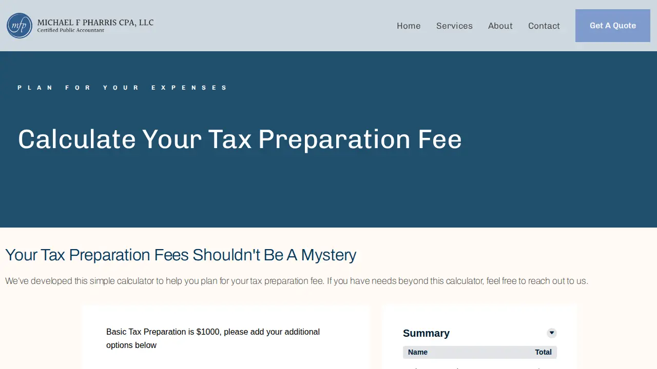 Michael F Pharris CPA, LLC page