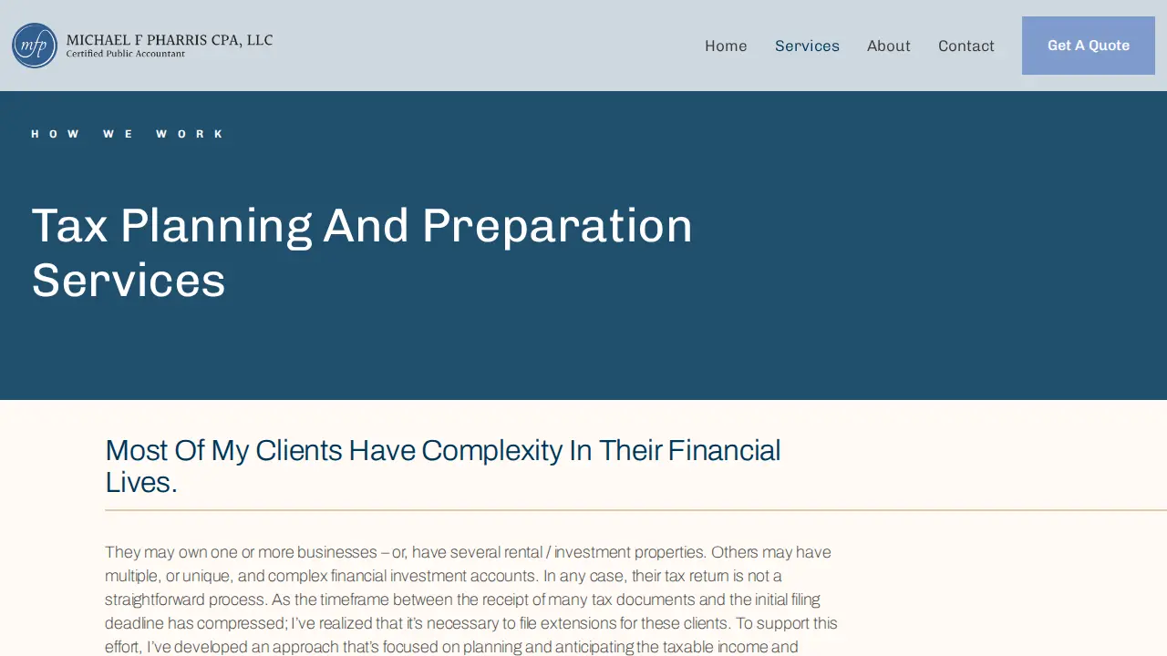 Michael F Pharris CPA, LLC page