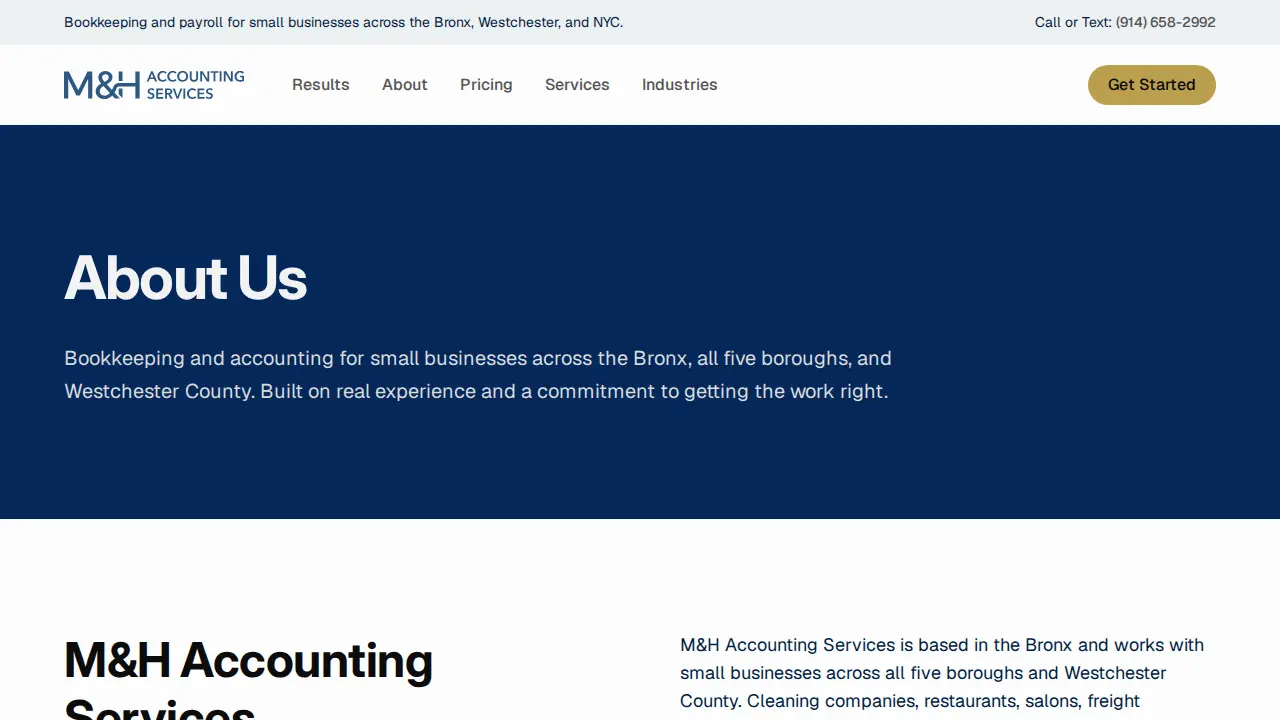 M&H Accounting Services page