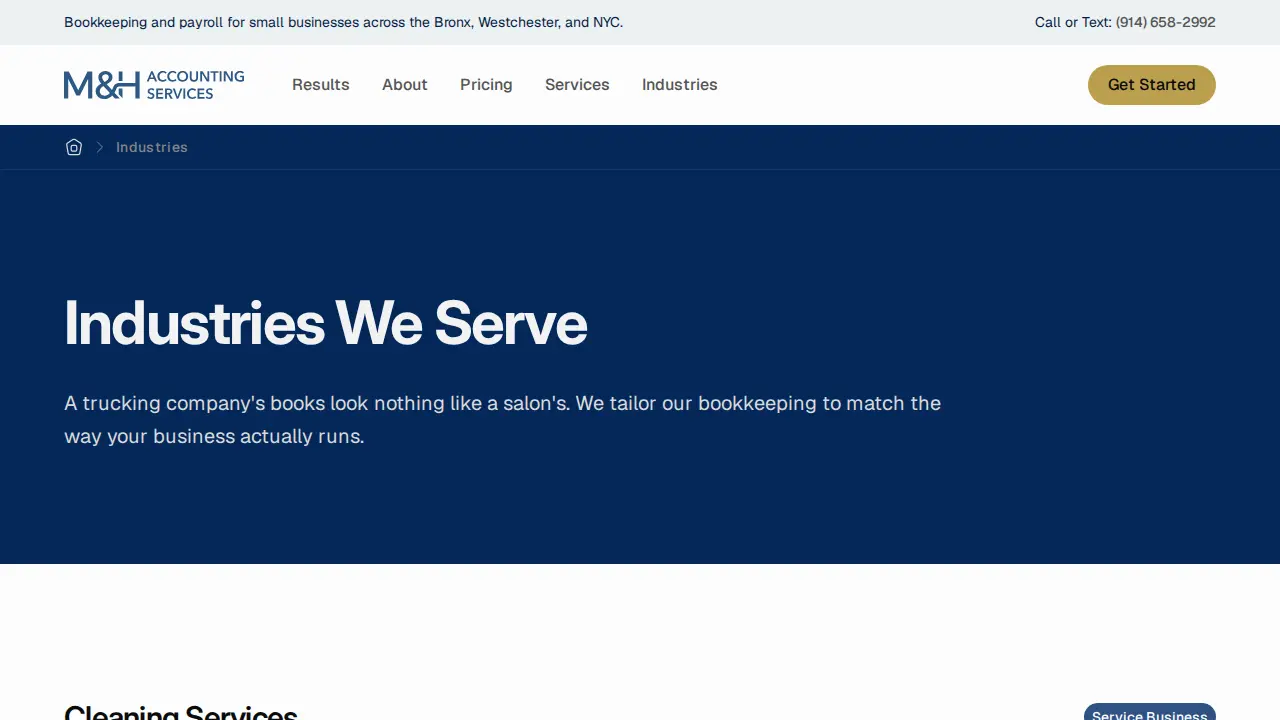 M&H Accounting Services page