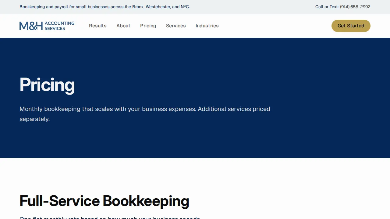 M&H Accounting Services page