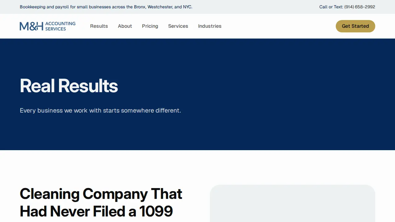 M&H Accounting Services page