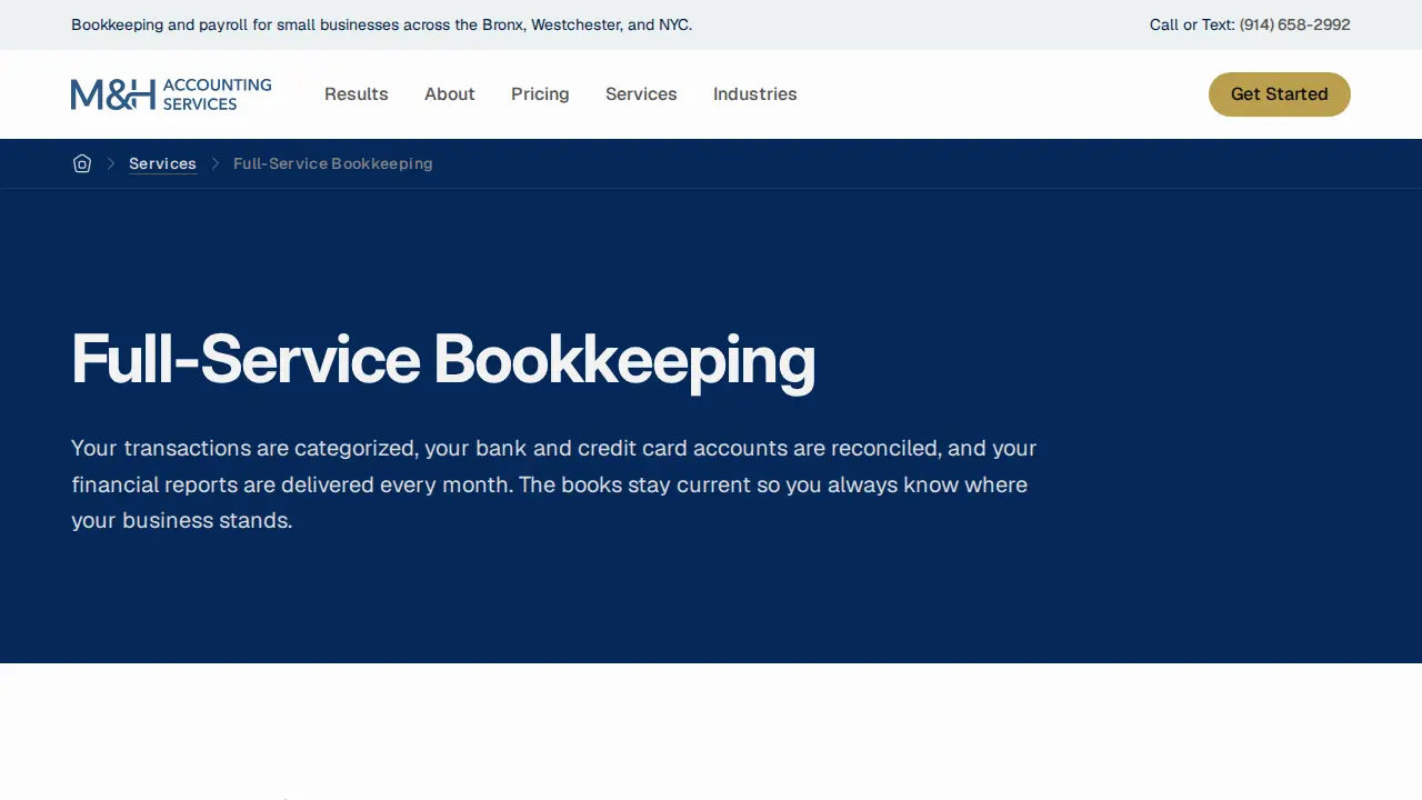 M&H Accounting Services page