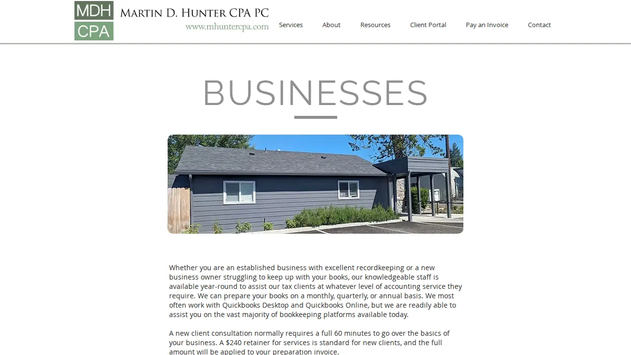 Martin D. Hunter, CPA PC page
