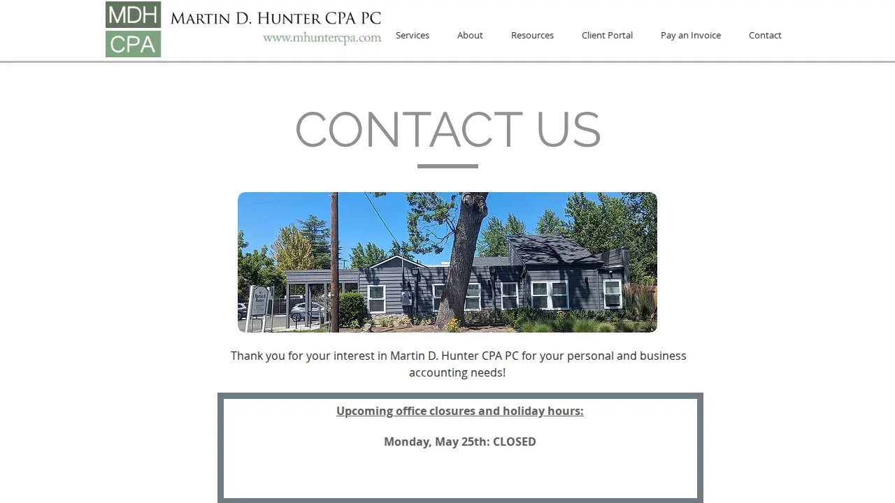 Martin D. Hunter, CPA PC page
