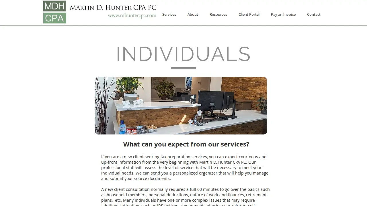 Martin D. Hunter, CPA PC page