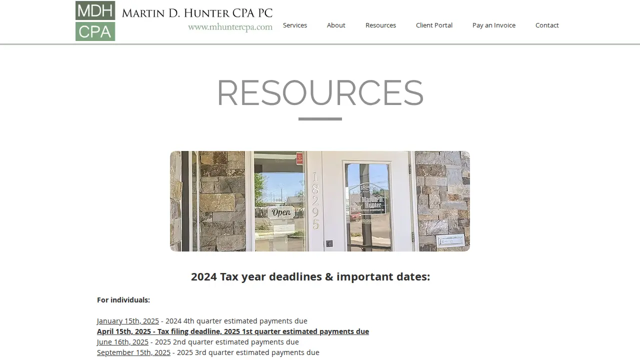 Martin D. Hunter, CPA PC page